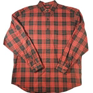 Eddie‎ Bauer Shirt Mens Large Red Tartan Plaid Flannel Cotton Cabin Heritage